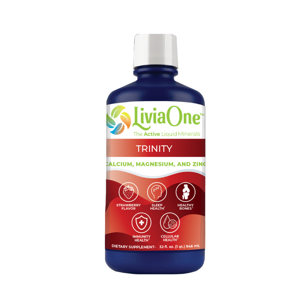 LiviaOne™  Trinity "The Active Liquid Minerals"  - Cal/Mag/Zinc Premium Blend - Strawberry Flavored (32oz)