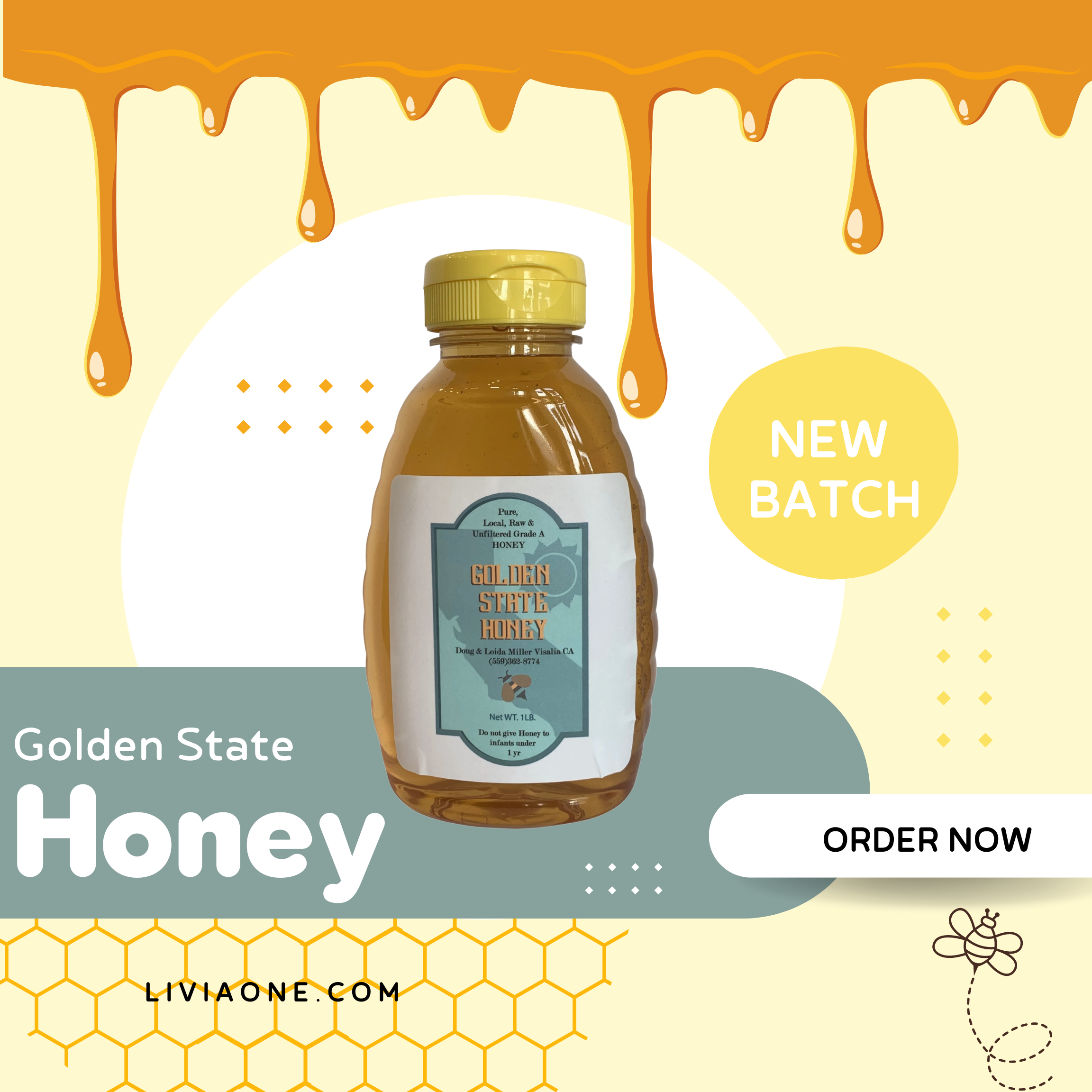 All Natural Golden State Honey - Orange Blossom Honey from California Orange Groves